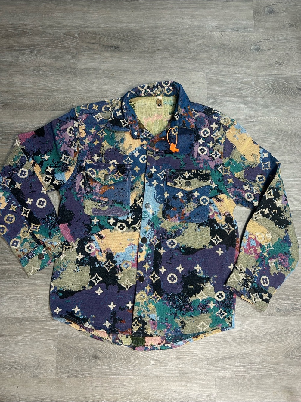 Multicolor Abstract Logo-Print Button-Up Shirt